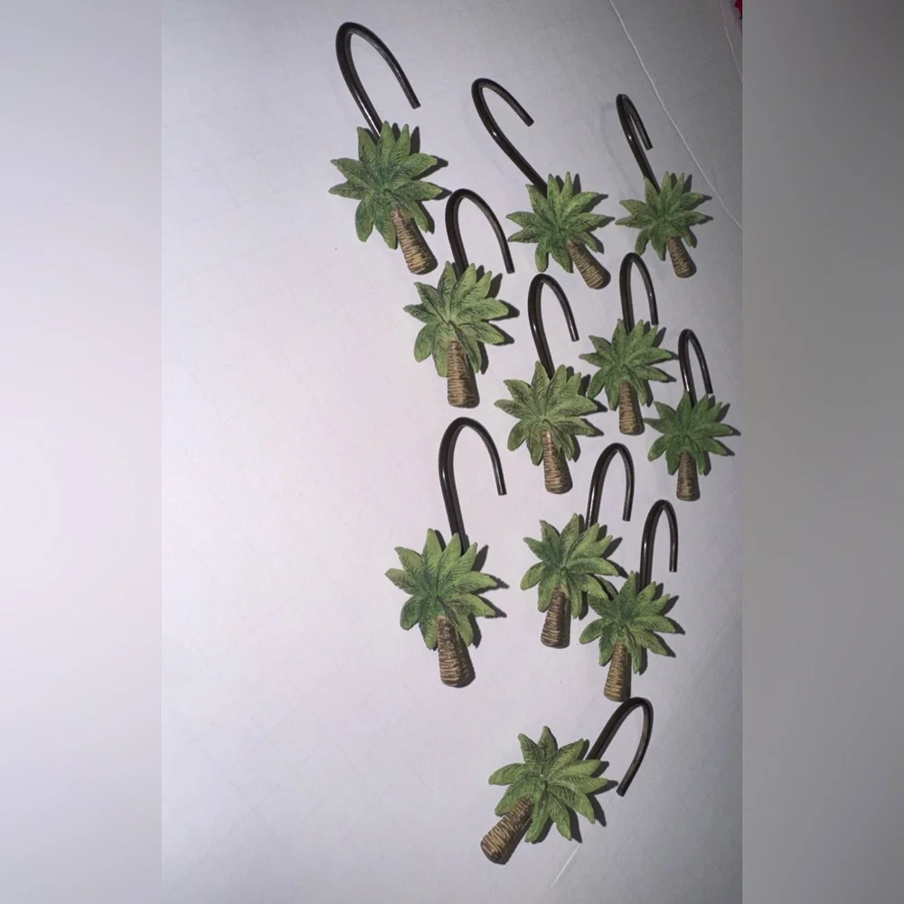 Floral & Palm Trees Shower Curtain Hooks Mixed Lot Of 24